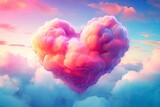 Beautiful colorful valentine's day heart in the clouds as abstract background.
