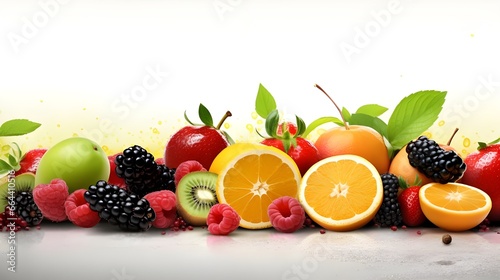 Ripe fruits isolated on white background 