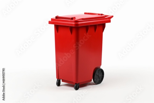 A red recycling dustbin isolated on a white background
