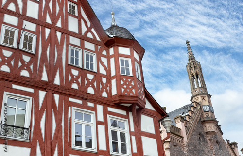 Half-timbered house and church. Montabaur.  Germany. Rhineland Palatinate photo