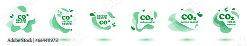 Neutral carbon CO2 stamp. Stiker neutral carbon dioxyde footprint