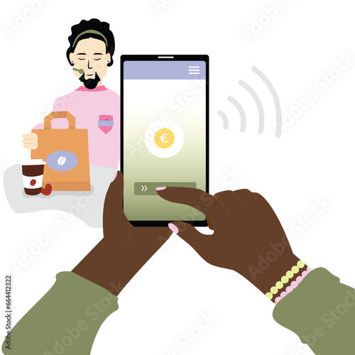 Contactless payment in restaurant.