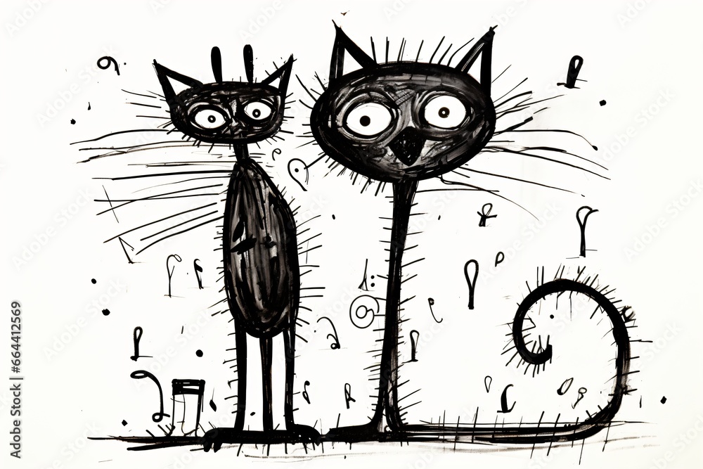 A pencil sketch or doodle of a cat