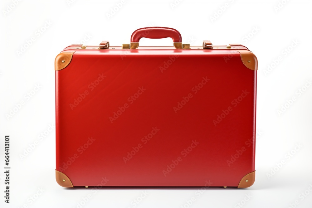 An old vintage briefcase isolated on a white background - obrazy, fototapety, plakaty 
