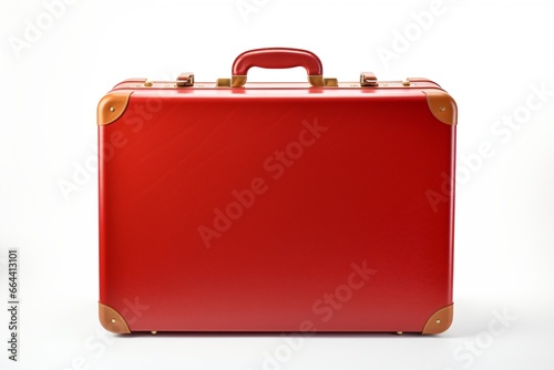 An old vintage briefcase isolated on a white background photo