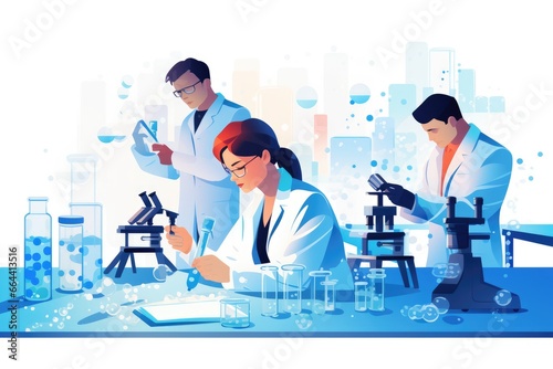 illustration of group of scientists working in laboratory photo