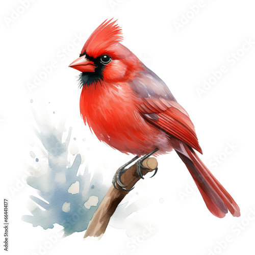 Cardinal Bird For Christmas Event. Watercolor Style. AI Generated © Intania