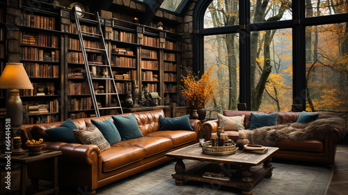 Vintage-inspired home library