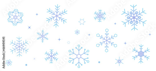 水色と紫色のグラデーションの雪の結晶の背景イラスト　壁紙イラスト　ベクター素材　snow crystal　snowflake