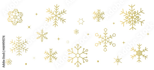 ゴールドのグラデーションの雪の結晶の背景イラスト　壁紙イラスト　ベクター素材　snow crystal　snowflake
