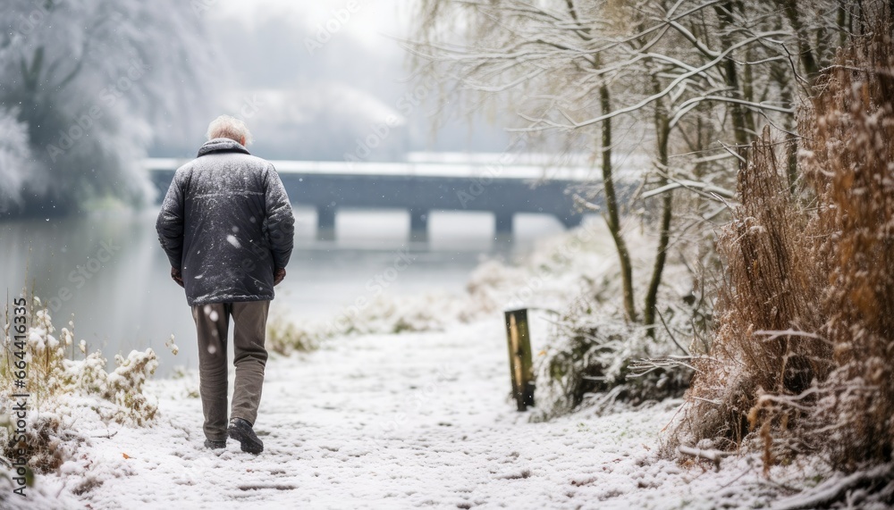 person walking in winter person walking in winter