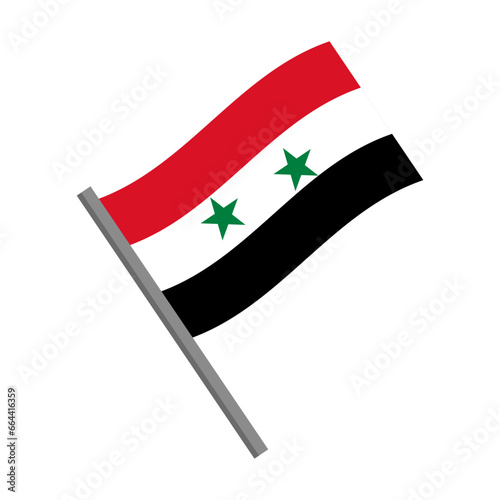 Syrian flag icon with pole. Vector.