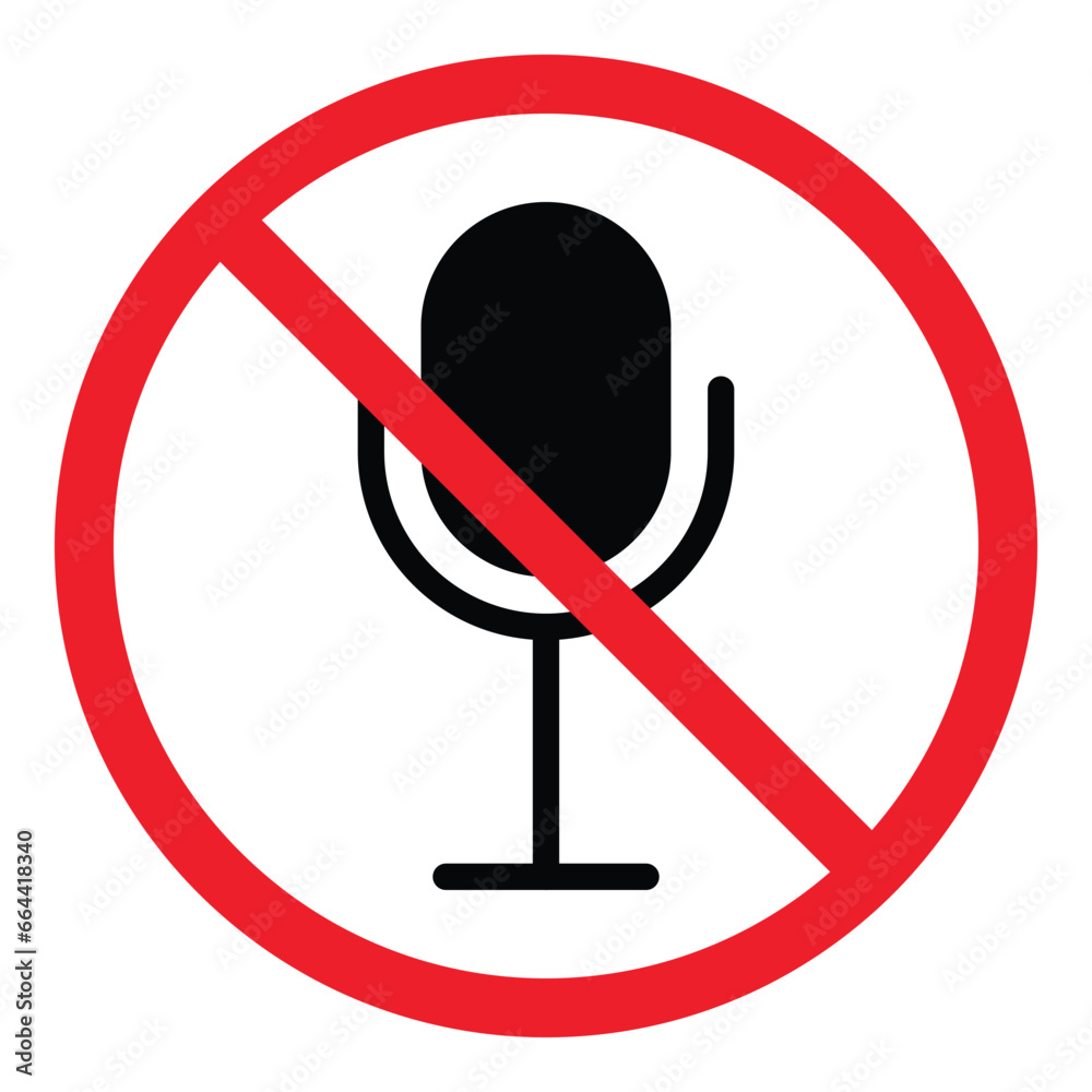 prohibited microphone icon, vector isolated on white background. modern and simple design. prohibited microphone icon, vector isolated on white background. modern and simple design.