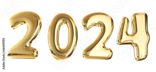 Happy New Year 2024 Gold Number 3d