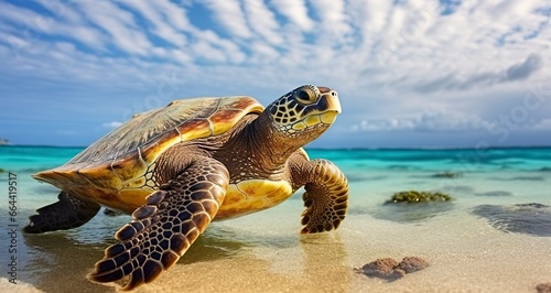 Photo of Sea turtle in the Galapagos island.