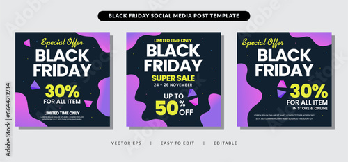 black friday Fashion Sale social media post modern design template