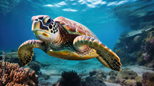A turtle underwater © jr-art
