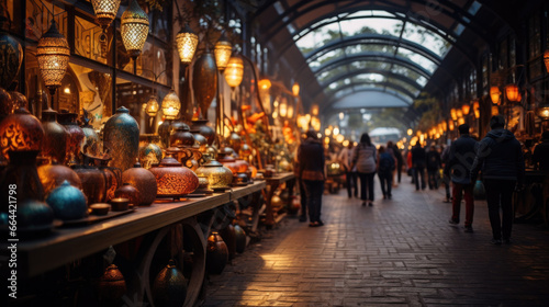A market with different antiques in a passage