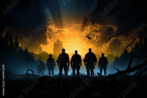 A tale of soldiers silhouettes in Warriors in the Dark