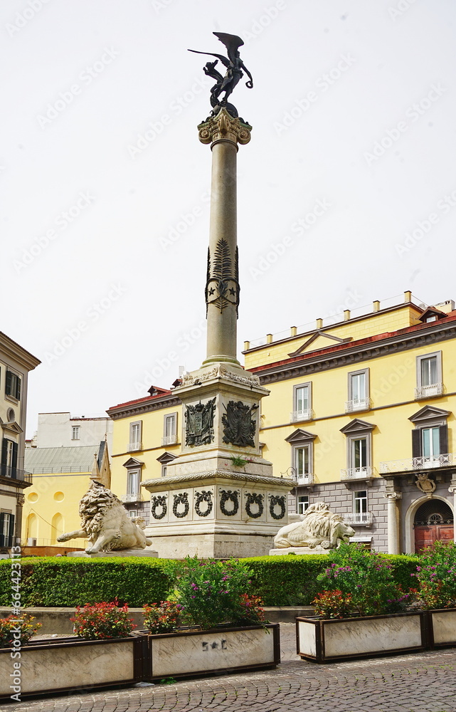 Column in Martiri square in Naples, Campania, Italy