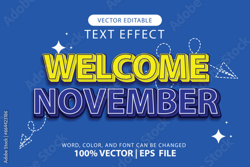 vector 3d template text effect welcome november celebration welcoming winter in december and christmas new year