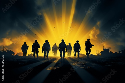 Army soldier silhouettes in action, defined as Shadowed Heroes © Muhammad Ishaq