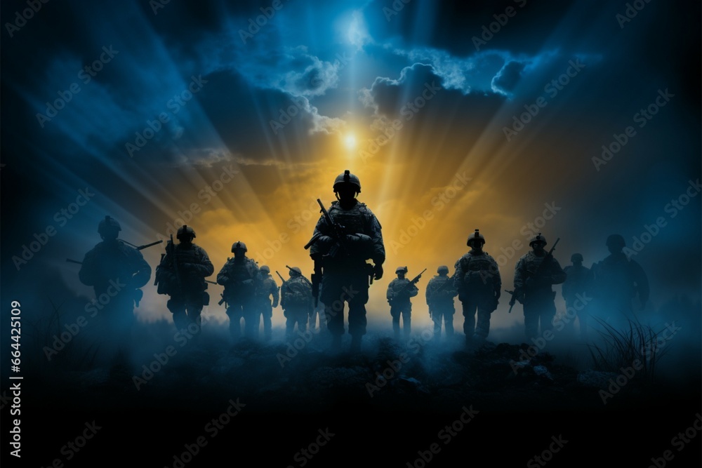 Brave in the Dark portrays the valor of army soldier silhouettes Brave in the Dark portrays the valor of army soldier silhouettes