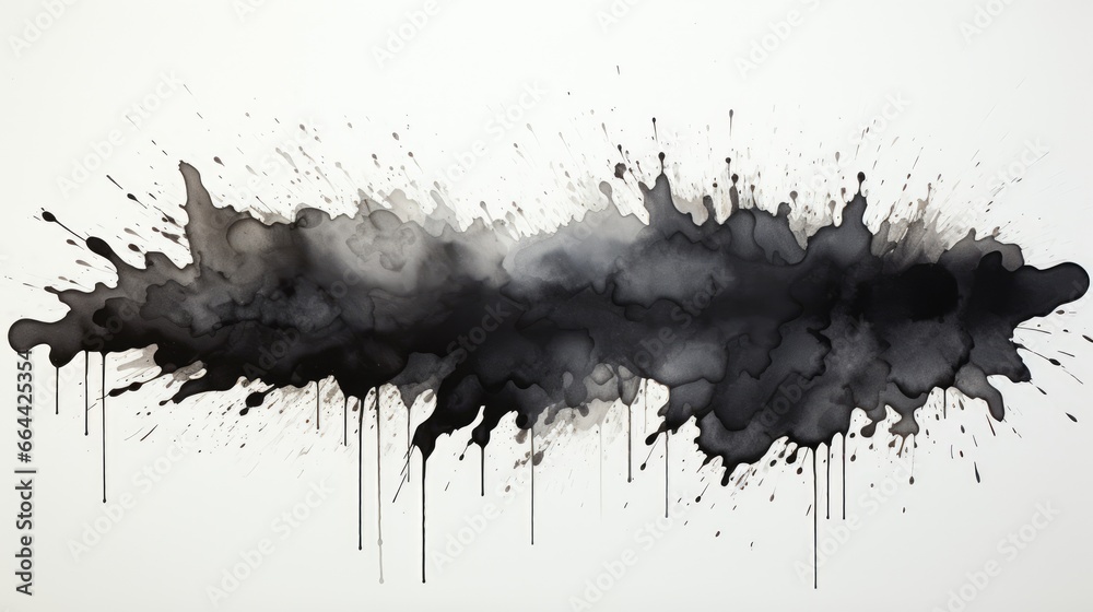 isolated black watercolor splash on white background 