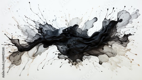 isolated black watercolor splash on white background 