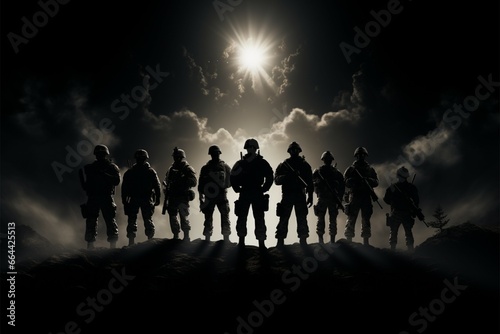 Dark backdrop showcases the formidable silhouette of the Army