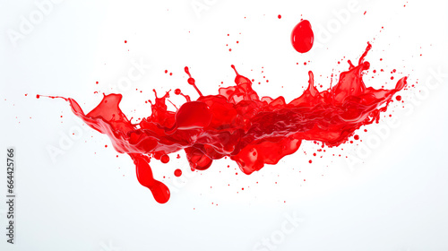 Red isolated ink splash on white background 