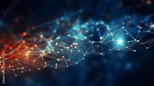 Abstract Digital Connections with Data and Blockchain Technology.