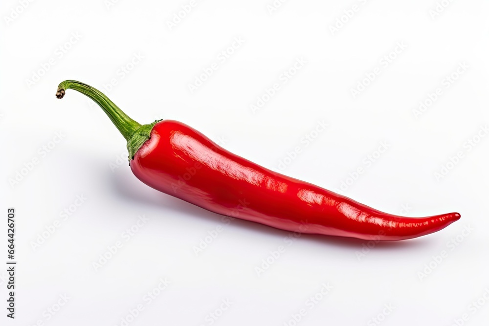 A Red chili pepper is isolated on a white background. A Red chili pepper is isolated on a white background.