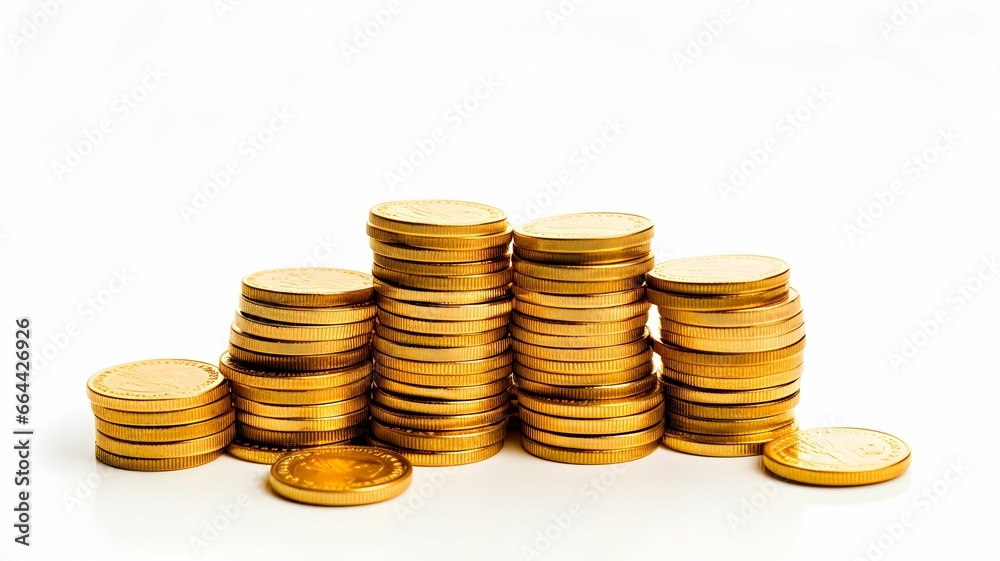 Stack of gold coins, money, golden, currency, pile of money, on a white background, euros, dollars, investment, investing, winning money, pirate treasure, Stack of gold coins, money, golden, currency, pile of money, on a white background, euros, dollars, investment, investing, winning money, pirate treasure,