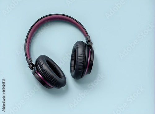 Wireless headphones on blue background