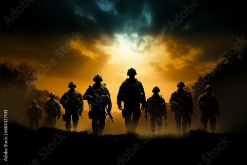 In Silhouetted Warriors, portraits of army soldiers shine in silhouette