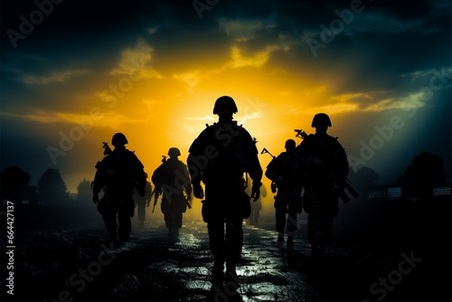 In Silhouetted Warriors, portraits of army soldiers shine in silhouette