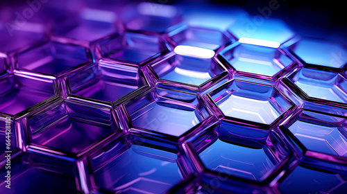 abstract Purple background with glass hexagons and elements 