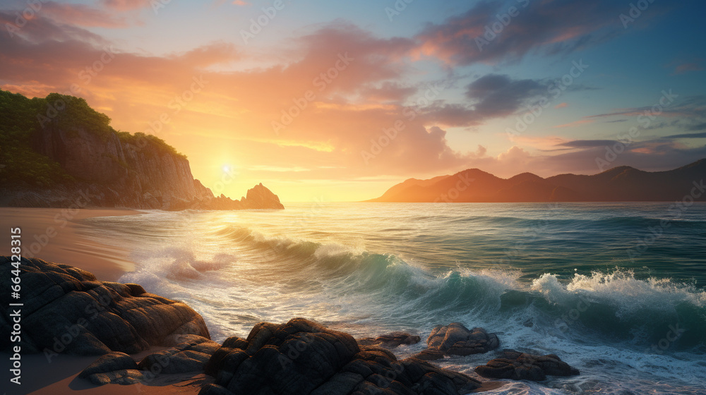 Obraz premium Beautiful seascape at sunset. Composition of nature.