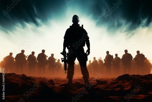 Silhouette of a military instructor, embodying dynamic leadership and knowledge