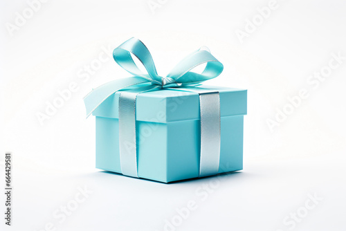 gift box with blue ribbon and bow isolated. © Werckmeister
