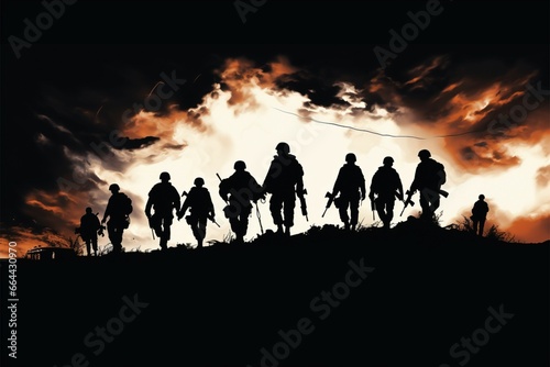Soldiers silhouette art exudes strength, a captivating and powerful piece