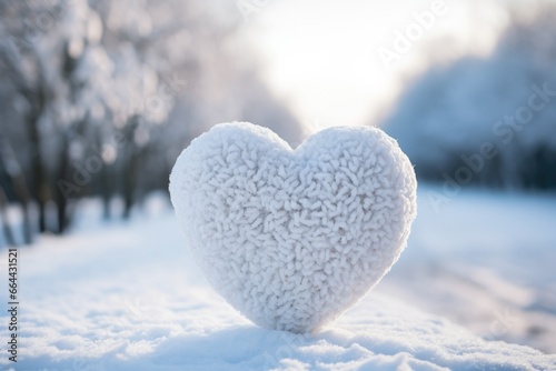 snowballs shaped heart on the winter  photo