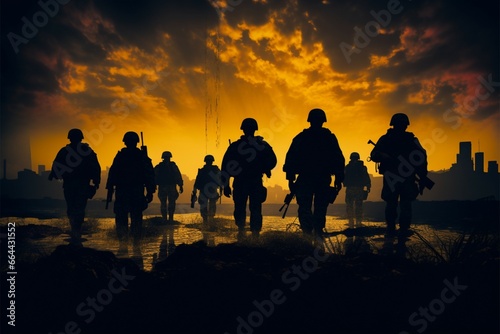 Soldiers silhouettes in The Unseen Courage embody unwavering valor © Muhammad Ishaq