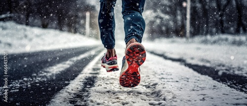  speed foot and legs running during winter training © mariyana_117
