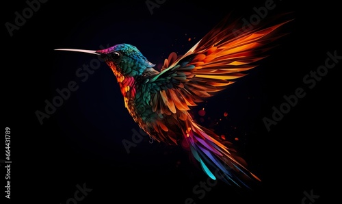 hummingbird logo with multiple colors flying through the air.. © MDBILLAL