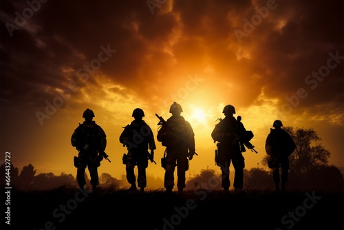 The silhouetted portraits of army soldiers, a display of their valor