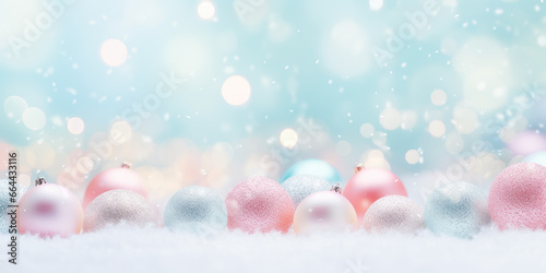 Christmas background with colorful baubles and glitter light bokeh. © PhotoGranary