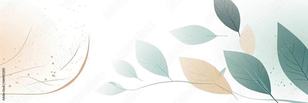 Minimalist abstract background with outline leaves.