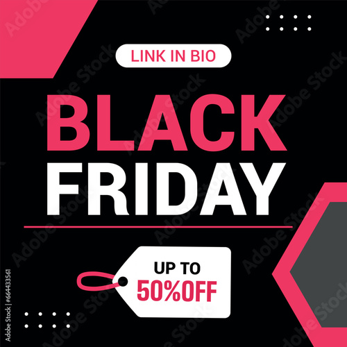  flat black Friday Instagram posts collection, Instagram post, sale social media banner template with black background